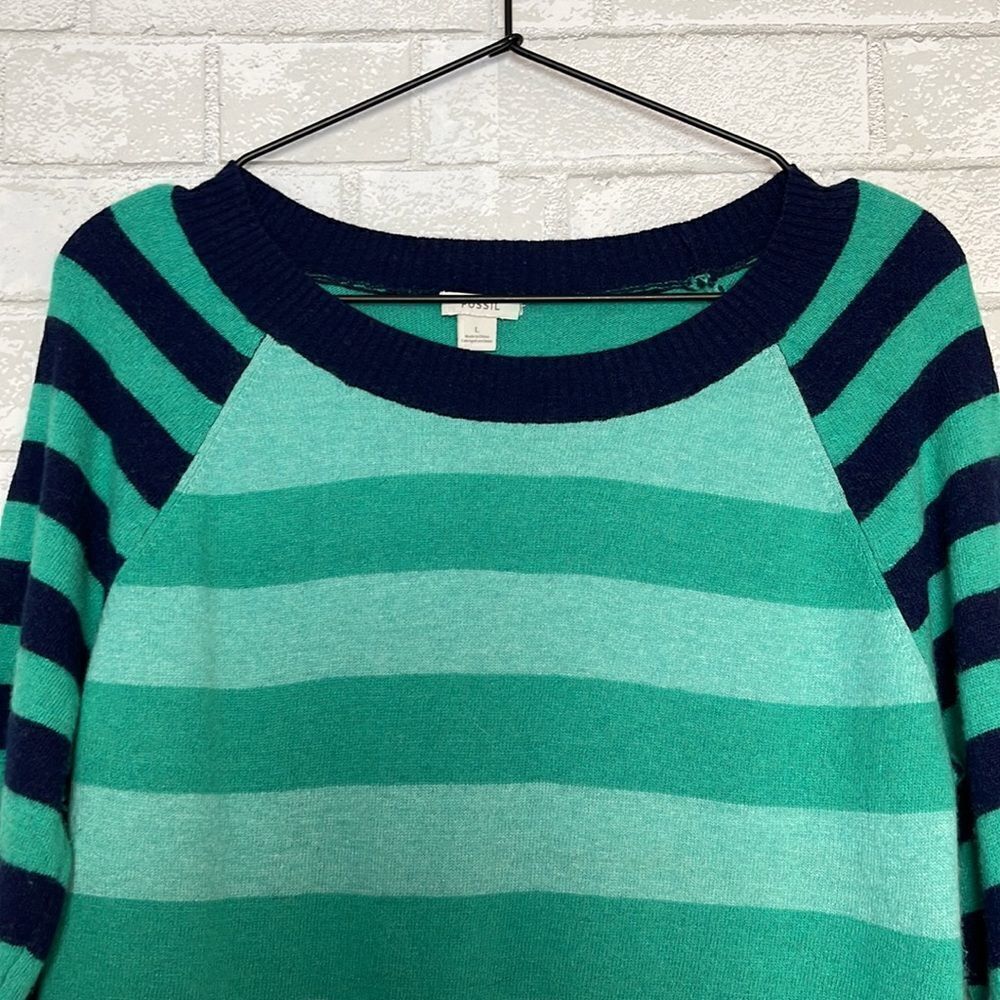 Fossil Striped Wool Cashmere Blend Sweater L - Picture 2 of 5